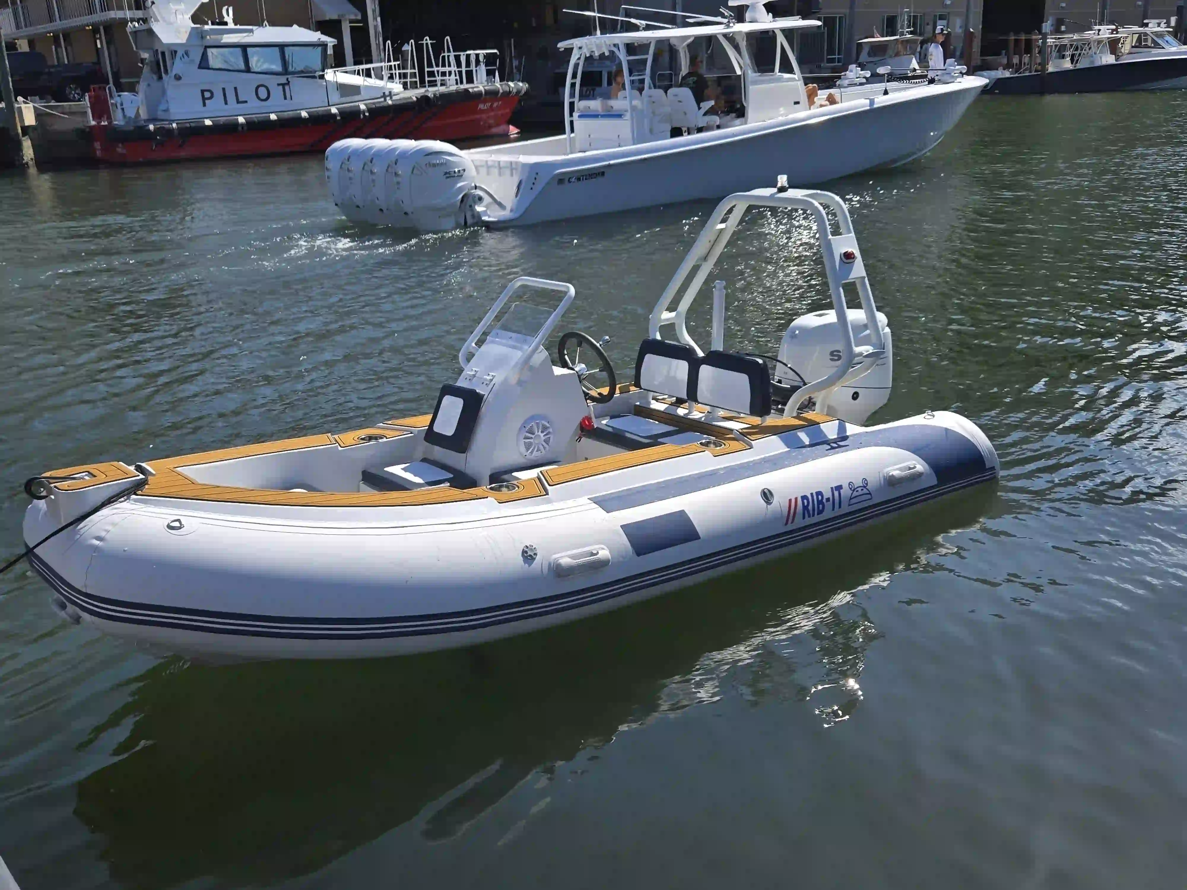 RIBIT boat on the water